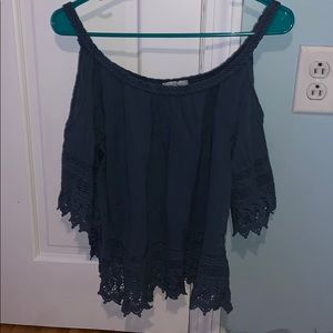 Off the shoulder blue top